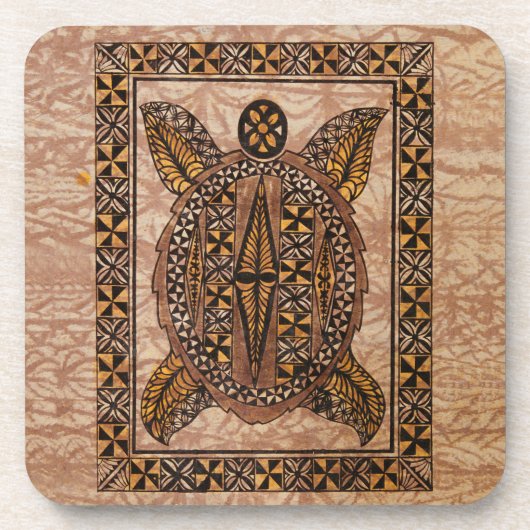 ホヌ初期のハワイアンタトゥタパ コースター (正面)