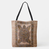 ホヌ初期のハワイアンタトゥータパビーチバッグ トートバッグ (裏面)