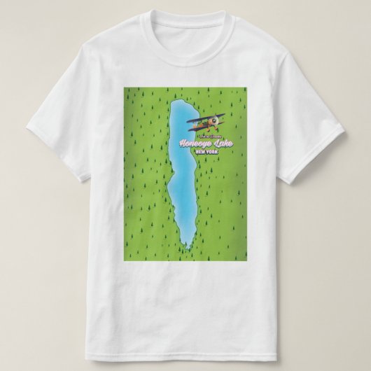 ホネオイ湖 ニューヨーク 地図 Tシャツ (デザイン正面)