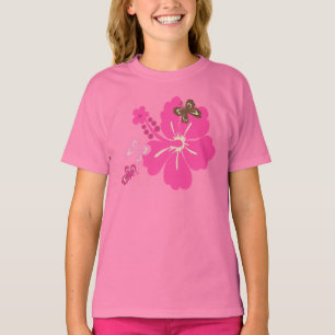 ホノルアバタフライアンドハイビスカスハワイアン Tシャツ