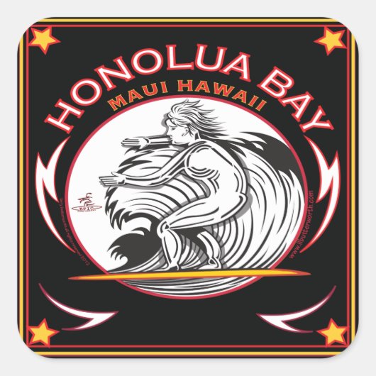 ホノルアベイマウイハワイサーフィン スクエアシール (正面)