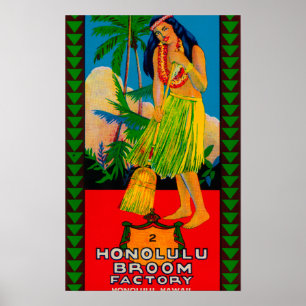 ホノルルのほうきのハンドルLabelHonolulu、HI ポスター