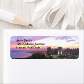 ホノルルの街並みハワイの夕日 ラベル (インサイチュ)