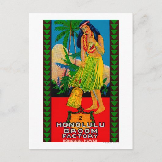 ホノルルほうきハンドルラベル ホノルル, HI ポストカード (正面)
