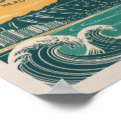 ホノルルオアフダイヤモンドヘッドレトロミッドセンチュリースタイル ポスター (角)