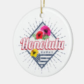 ホノルルシティハワイ統一された州ヴィンテージUSA セラミックオーナメント (左)