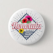 ホノルルシティハワイ統一された州ヴィンテージUSA 缶バッジ (正面)