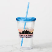 ホノルルスカイライン緯度と経度 アクリルタンブラー (裏面)