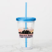 ホノルルスカイライン緯度と経度 アクリルタンブラー (正面)