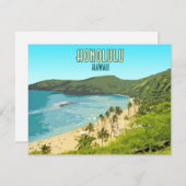 ホノルルハナウマベイビーチハワイフラットカード (正面/裏面)