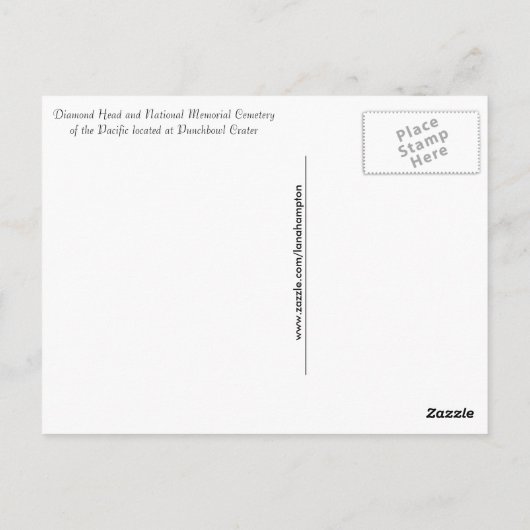 ホノルルハワイのダイヤモンドの頭部のPunchbowlの噴火口 ポストカード (裏面)