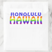 ホノルルハワイのレインボーワード長方形シール 長方形シール (バッグ)