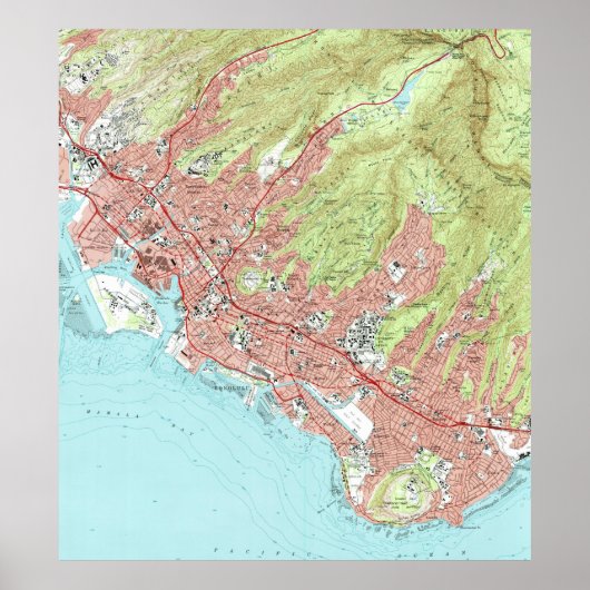 ホノルルハワイの地図(1983年) ポスター (正面)