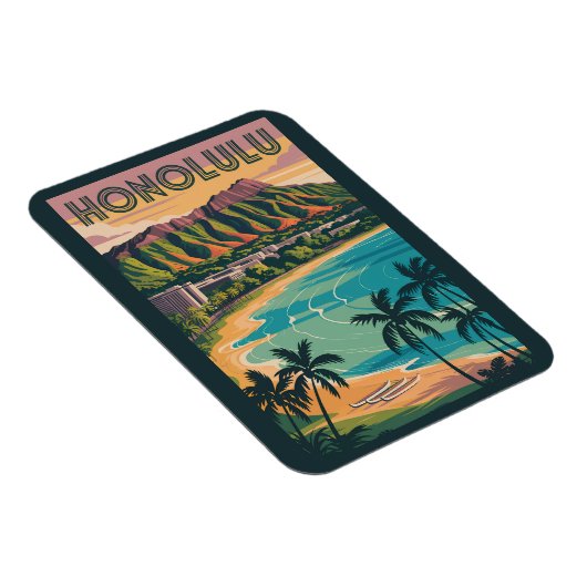 ホノルルハワイイラストレーショントラベルアートヴィンテージ マグネット (右側)