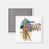 ホノルルハワイサーファーガールマグネット マグネット (正面/裏面)