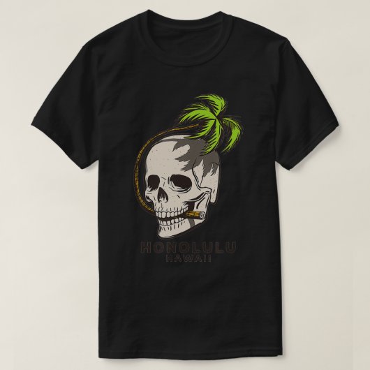 ホノルルハワイパームフロンズスカル Tシャツ (デザイン正面)