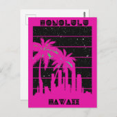 ホノルルハワイピンクシティスカイライントラベル ポストカード (正面/裏面)