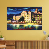 ホノルルハワイ王室のハワイアンホテルアットナイト キャンバスプリント (インサイチュ (リビング))