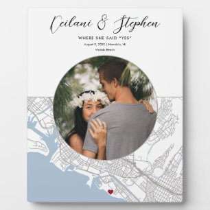 ホノルルハワイ結婚地図の婚約写真ギフト フォトプラーク
