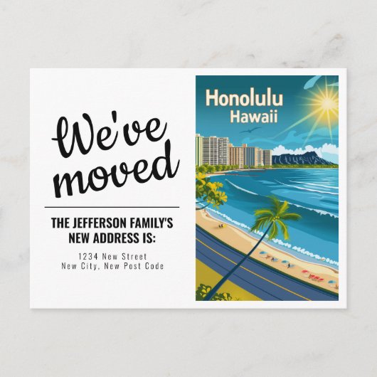 ホノルルハワイ – ヴィンテージコースタルビュー引っ越しました ポストカード (正面)