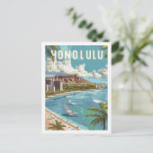 ホノルルハワイUSAヴィンテージトラベルプレイス ポストカード (スタンド正面)