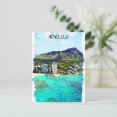 ホノルルビーチハワイヴィンテージトラベルビュー ポストカード (スタンド正面)