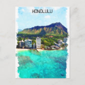 ホノルルビーチハワイヴィンテージトラベルビュー ポストカード (正面)