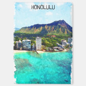 ホノルルビーチハワイヴィンテージトラベルビュー マグネット (正面)