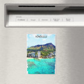 ホノルルビーチハワイヴィンテージトラベルビュー マグネット (インサイチュ (食洗機))