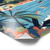 ホノルルビーチポスターブライトカラーAI生成 フォトプリント            (角)