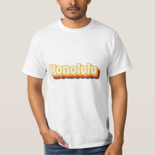 ホノルルレトロヴィンテージ文字 Tシャツ (正面)