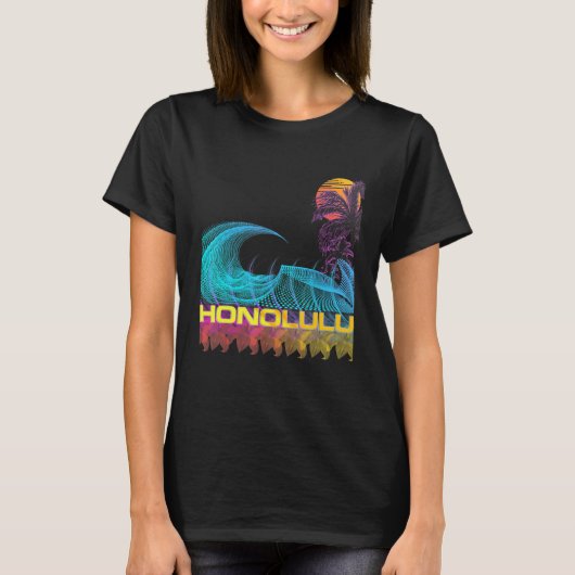ホノルルレトロ80sスタイルヴィンテージVaporwave Surf Tシャツ (正面)