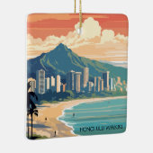ホノルルワイキキビーチハワイパノラマビュービーチ セラミックオーナメント (右)