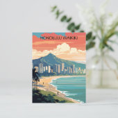 ホノルルワイキキビーチハワイパノラマビュービーチ ポストカード (スタンド正面)