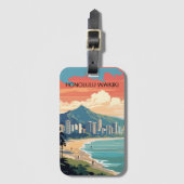 ホノルルワイキキビーチハワイパノラマビュービーチ ラゲッジタグ (正面縦)