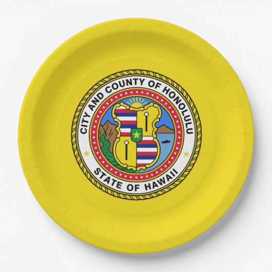 ホノルル国旗(ハワイ) ペーパープレート (正面)