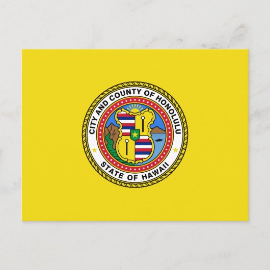 ホノルル市旗、ハワイはがき ポストカード (正面)