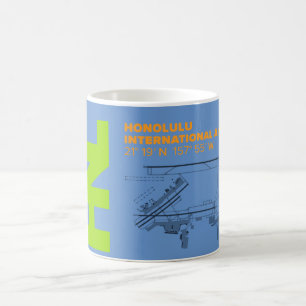 ホノルル空港(HNL)図表のマグ コーヒーマグカップ