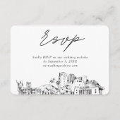 ホノルル結婚のミニマルなスケッチRSVP エンクロージャーカード (正面)