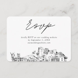 ホノルル結婚のミニマルなスケッチRSVP エンクロージャーカード