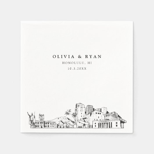 ホノルル結婚のミニマル紙 スタンダードカクテルナプキン (正面)