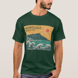 ホノルル オアフ島 ダイヤモンドヘッド レトロ ミッドセンチュリースタイル Tシャツ