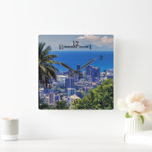 ホノルル、オアフ、ハワイ スクエア壁時計 (ホーム)