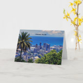 ホノルル、ハワイの美しい街並み カード (黄色い花)