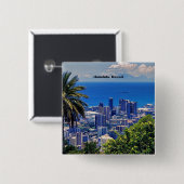 ホノルル、ハワイの美しい街並み 缶バッジ (正面&裏面)