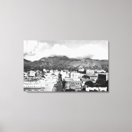 ホノルル、ハワイシティアロハタワーからの眺め キャンバスプリント (正面)