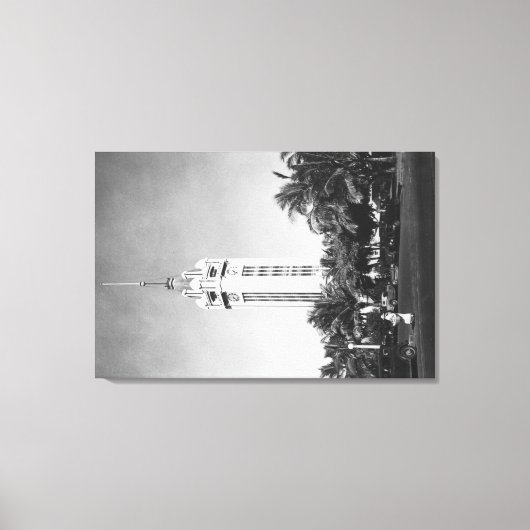 ホノルル，ハワイ – アロハタワー写真 キャンバスプリント (正面)