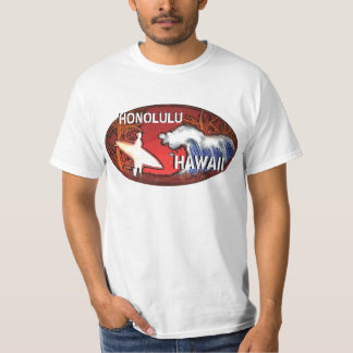 ホノルル・ハワイ・サーファー・ウェーブズ・アート・バリュー・ティー Tシャツ