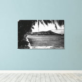 ホノルル，ハワイ – ダイヤモンドヘッドの表示 キャンバスプリント (インサイチュ (ウッドフロア))