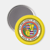 ホノルル，ハワイ，統一された州 マグネット (正面/裏面)